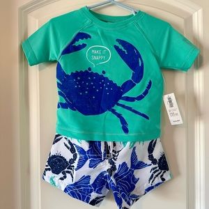 NWT Old Navy 6-12 mo. Boys Swim set- Rash Guard and Swim Trunks